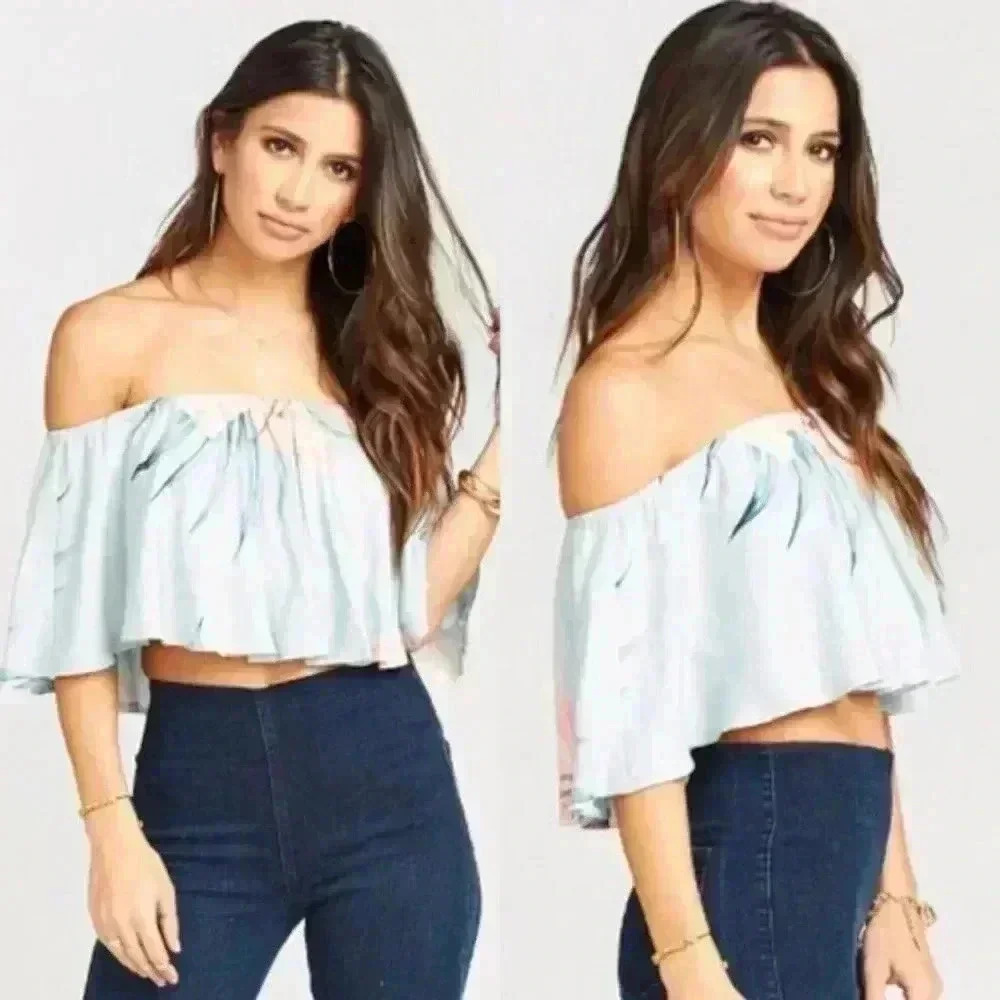 Show Me Your Mumu Heidi Ruffle Crop Top Size XS